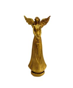 Estatua Anjo Estilizado com Coração em Resina