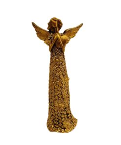 Estátua Decorativa Anjo de Resina Segurando Coração
