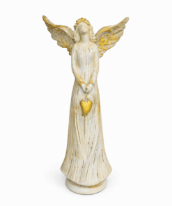 Estatua Anjo Estilizado com Coração em Resina